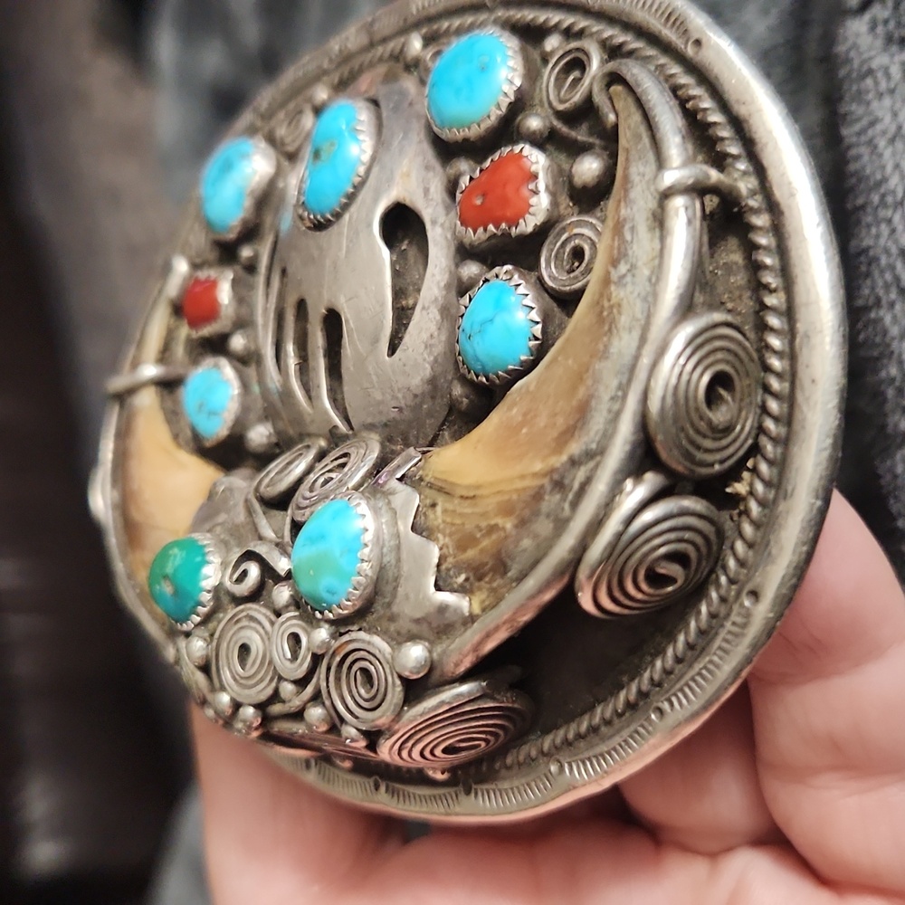 Percy Spencer signed - Navajo Sterling Silver Belt Buckle Vintage - Picture 6 of 9